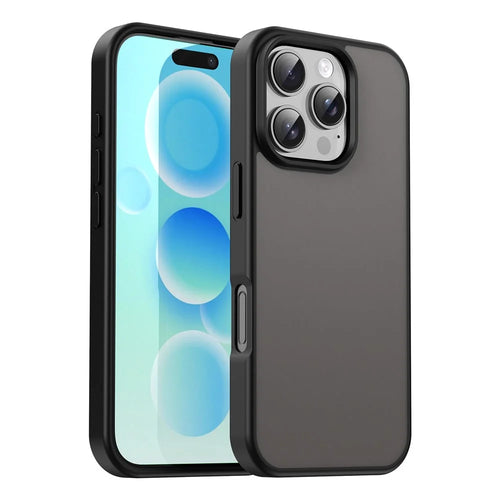 For iPhone 16 Pro Max Case Skin Touch Matte Anti Drop TPU PC Phone Back Cover - Black - 1