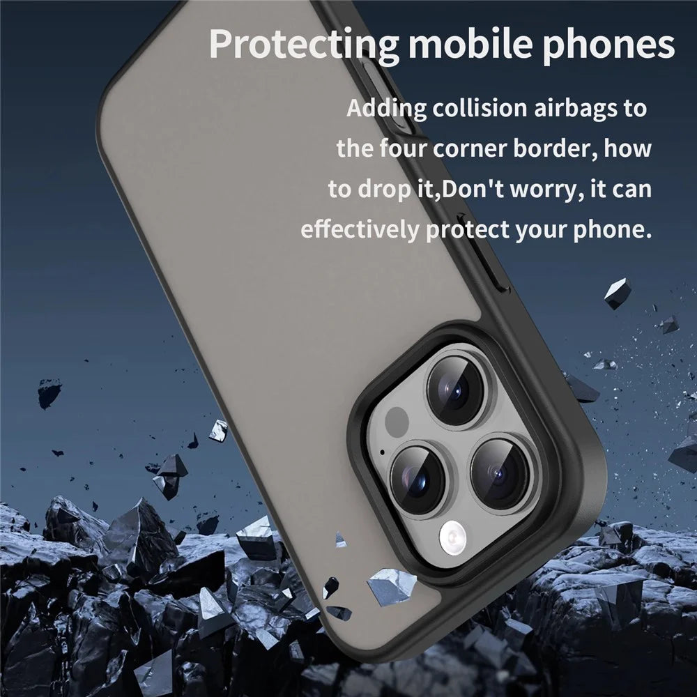 For iPhone 16 Pro Max Case Skin Touch Matte Anti Drop TPU PC Phone Back Cover - Black - 2