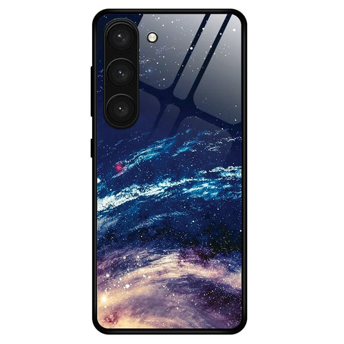 For Samsung Galaxy S23+ Stylish Pattern Printing TPU+PC+Tempered Glass Anti-Scratch Case Cellphone Protective Back Cover - The Milky Way - 1
