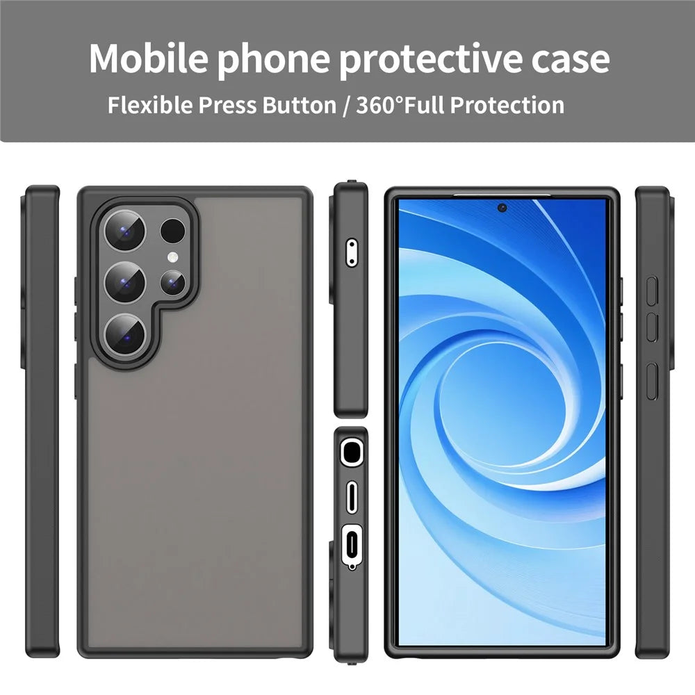 For Samsung Galaxy S24 Ultra Case Skin Touch Matte Anti Drop TPU PC Phone Back Cover - Black - 2