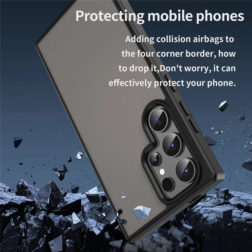 For Samsung Galaxy S24 Ultra Case Skin Touch Matte Anti Drop TPU PC Phone Back Cover - Black - 3