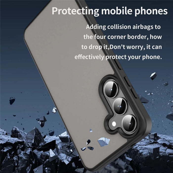 For Samsung Galaxy S25+  /  S24+ Case Skin Touch Matte Anti Drop TPU PC Phone Back Cover - Black - 3