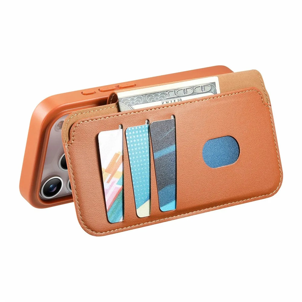 CASENEO For iPhone 18 Pro Max / 17 Pro Max Magnetic Case RFID Blocking Wallet Detachable Leather Phone Cover with Wristband - Brown - 7