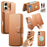 CASENEO For iPhone 17 Magnetic Case RFID Blocking Wallet Detachable Leather Phone Cover with Wristband - Brown - 1