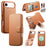 CASENEO For iPhone Air Magnetic Case RFID Blocking Wallet Detachable Leather Phone Cover with Wristband - Brown - 1