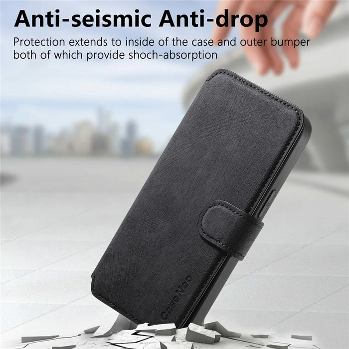 CASENEO MW-03 For iPhone 18 Pro Max / 17 Pro Max Case with Detachable Wallet Leather + TPU Phone Cover - Black - 5