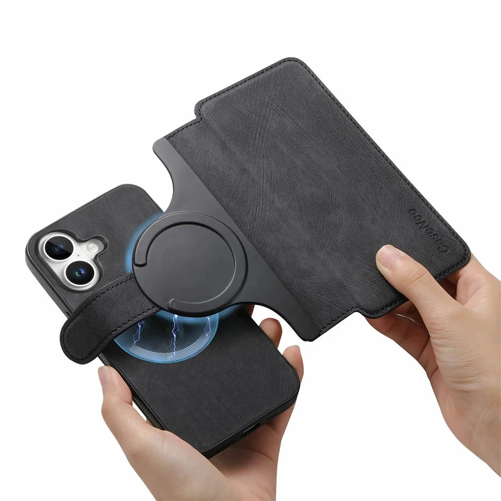 CASENEO MW-03 For iPhone 17 Case with Detachable Wallet Leather + TPU Phone Cover - Black - 4
