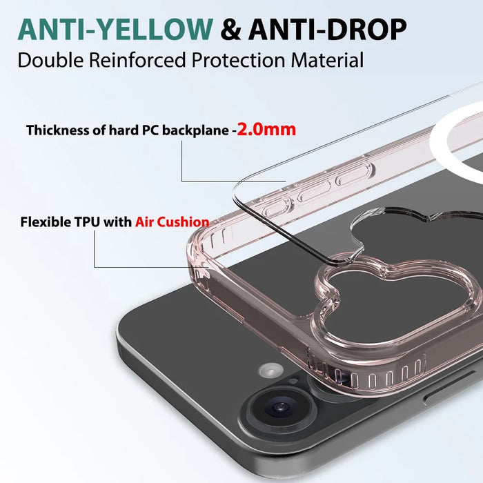 For iPhone 16 Plus Case Compatible with MagSafe PC + TPU Clear Phone Cover with Tempered Glass Screen Protector - Pink - 4