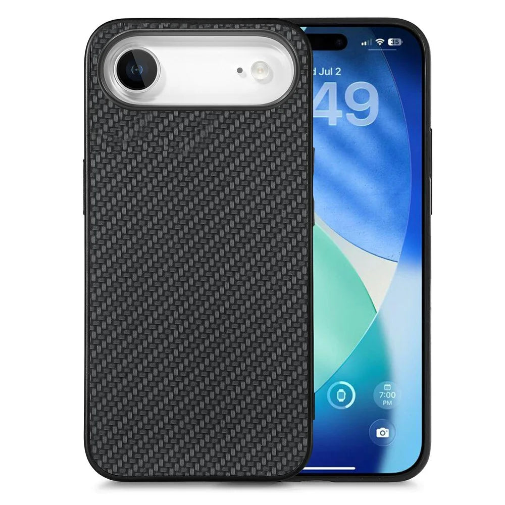 For iPhone Air Case Carbon Fiber Texture PU Leather + PC + TPU Phone Cover - Black - 1