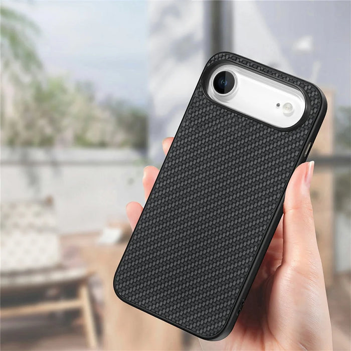 For iPhone Air Case Carbon Fiber Texture PU Leather + PC + TPU Phone Cover - Black - 4