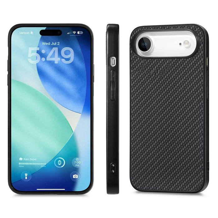 For iPhone Air Case Carbon Fiber Texture PU Leather + PC + TPU Phone Cover - Black - 6