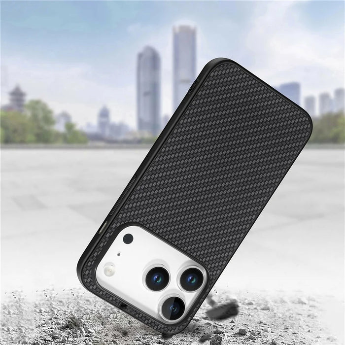 For iPhone 17 Pro Case Carbon Fiber Texture PU Leather + PC + TPU Phone Cover - Black - 5