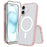 For iPhone 16 Case Compatible with MagSafe PC + TPU Clear Phone Cover with Tempered Glass Screen Protector - Pink - 1