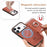 For iPhone 17 Pro Max Case Cloth Texture Leather + PC + TPU Phone Cover with Detachable Magnetic Ring Kickstand Card Holder - Brown - 6