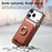For iPhone 17 Pro Max Case Cloth Texture Leather + PC + TPU Phone Cover with Detachable Magnetic Ring Kickstand Card Holder - Brown - 7