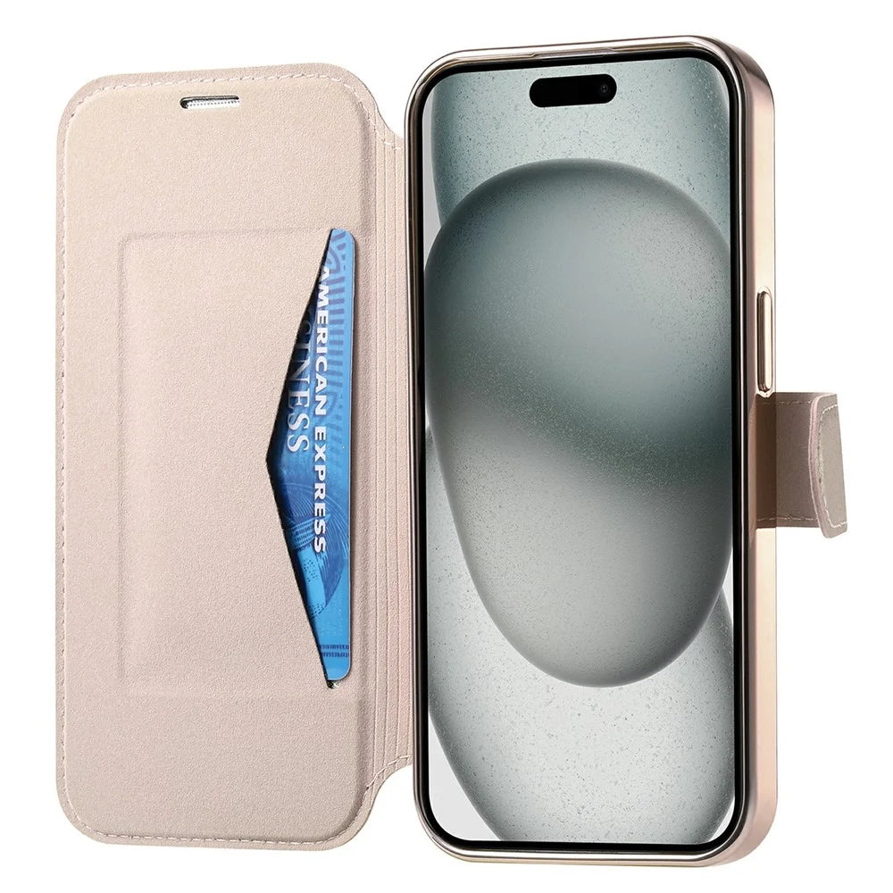 For iPhone 18 Pro Max / 17 Pro Max Case Compatible with MagSafe Detachable Leather Phone Cover with Lens Film - Rose Gold - 2