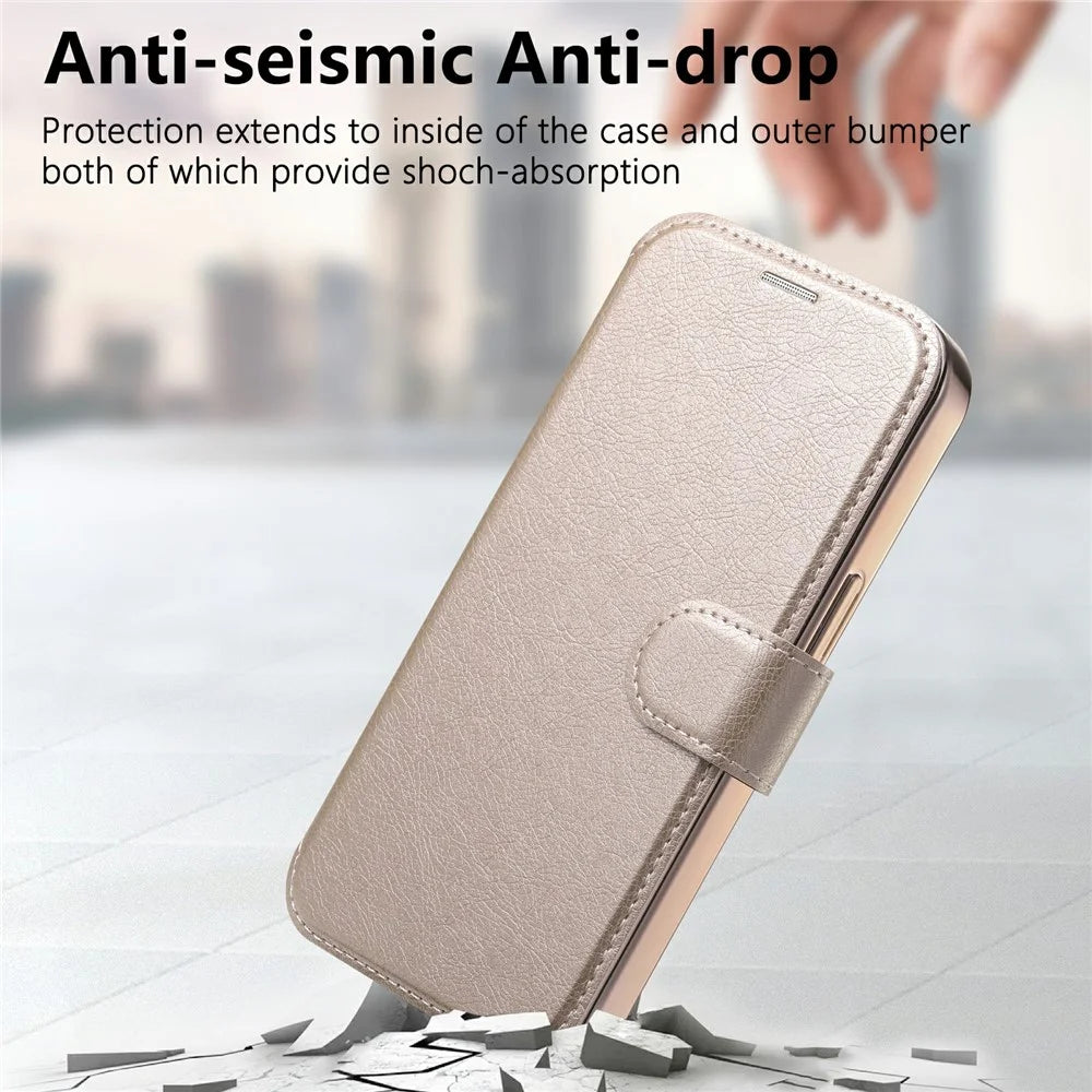 For iPhone 18 Pro / 17 Pro Case Compatible with MagSafe Detachable Leather Phone Cover with Lens Film - Rose Gold - 4