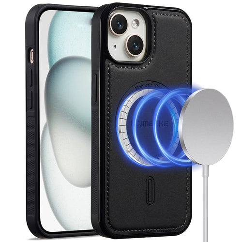 LC.IMEEKE L6 For iPhone 13 mini / 12 mini Case PU Leather Coated PC TPU Phone Cover Compatible with MagSafe - Black - 1