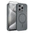 For iPhone 15 Pro Magnetic Case PC + TPU Phone Cover with Tempered Glass Screen Film - Dark Grey - 1
