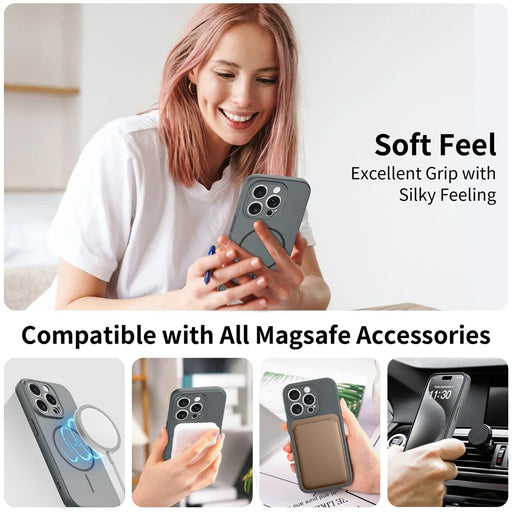 For iPhone 15 Pro Magnetic Case PC + TPU Phone Cover with Tempered Glass Screen Film - Dark Grey - 2
