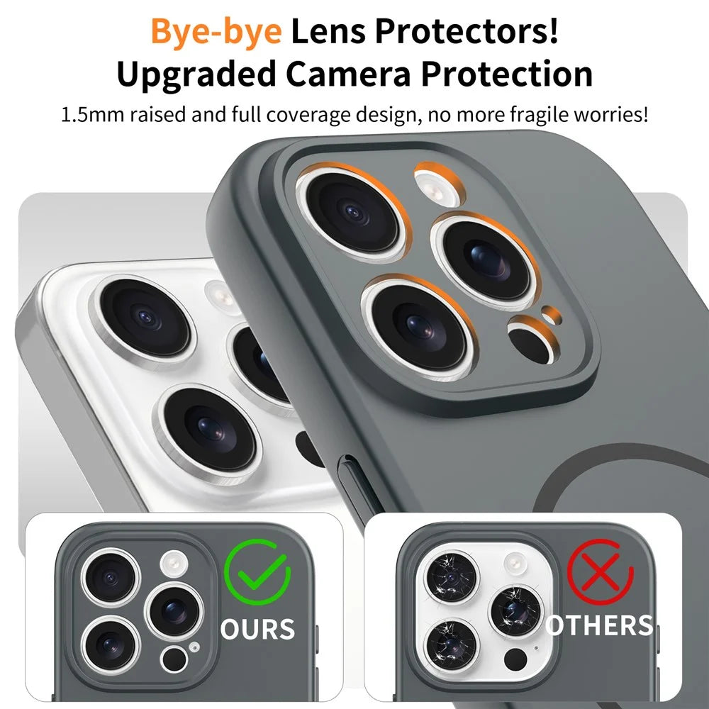 For iPhone 15 Pro Magnetic Case PC + TPU Phone Cover with Tempered Glass Screen Film - Dark Grey - 3