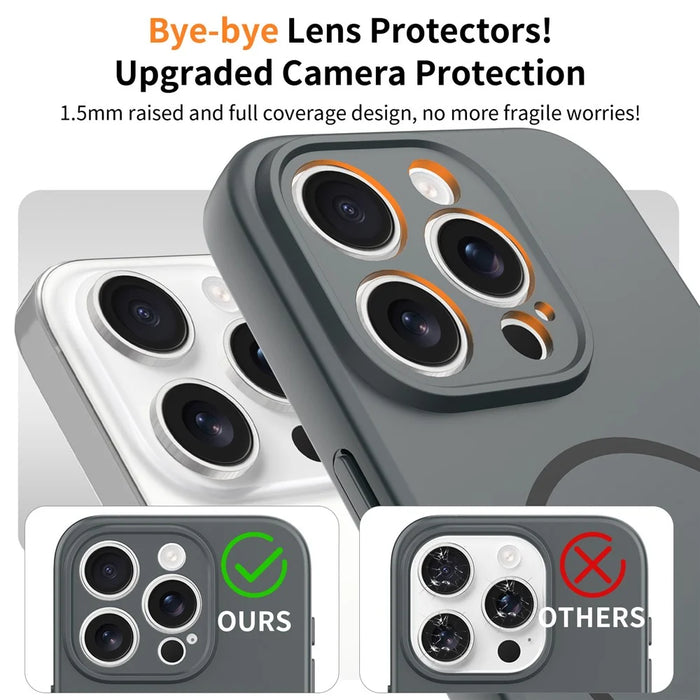 For iPhone 15 Pro Magnetic Case PC + TPU Phone Cover with Tempered Glass Screen Film - Dark Grey - 3