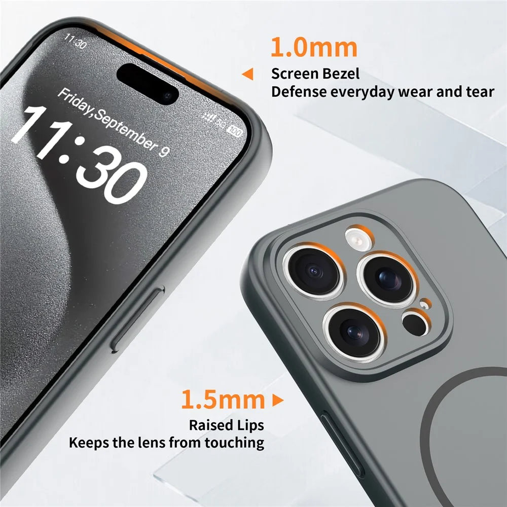 For iPhone 15 Pro Magnetic Case PC + TPU Phone Cover with Tempered Glass Screen Film - Dark Grey - 4