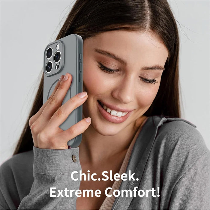 For iPhone 15 Pro Magnetic Case PC + TPU Phone Cover with Tempered Glass Screen Film - Dark Grey - 7