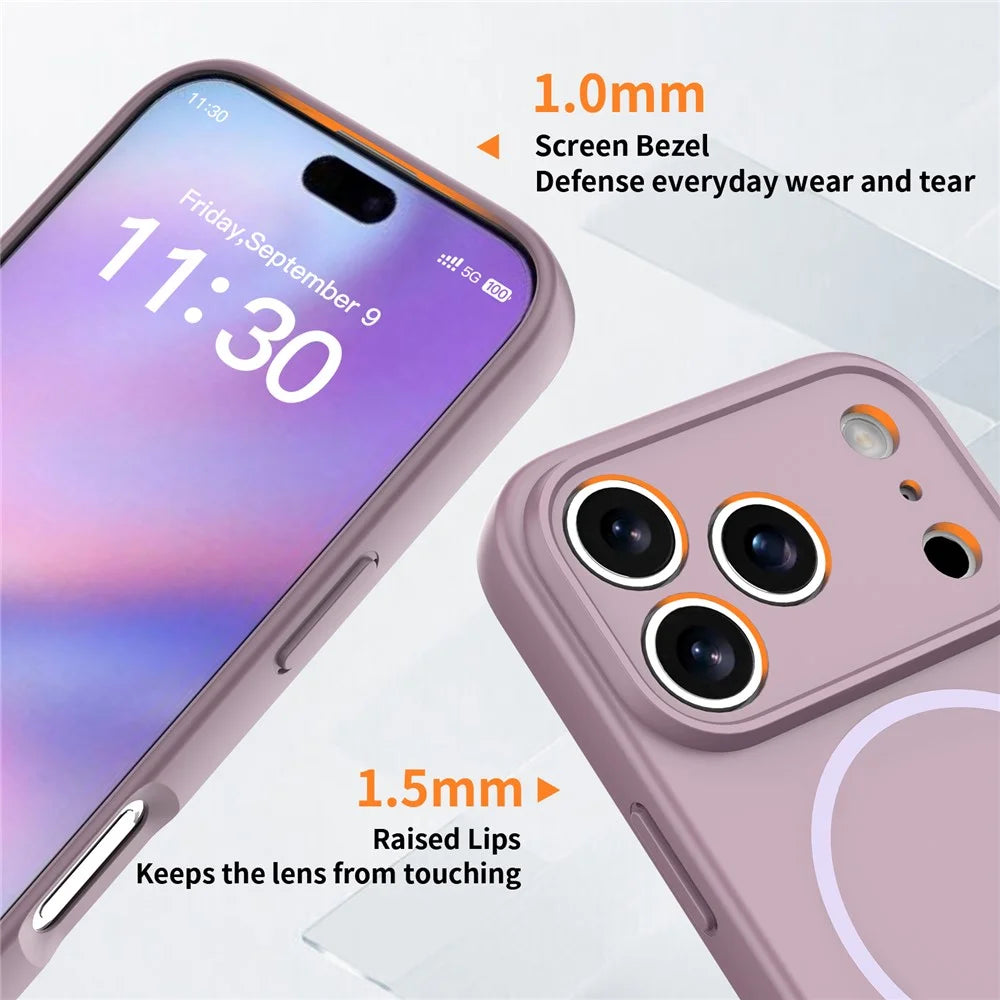 For iPhone 17 Pro Magnetic Case PC + TPU Phone Cover with Tempered Glass Screen Film - Purple - 5