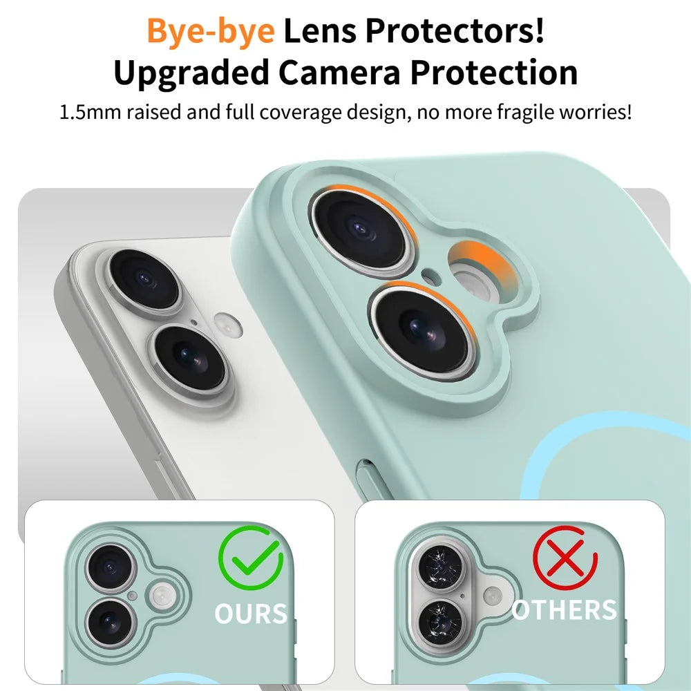 For iPhone 17 Magnetic Case PC + TPU Phone Cover with Tempered Glass Screen Film - Blue - 3