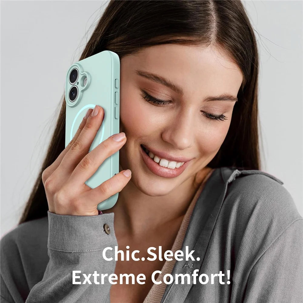 For iPhone 17 Magnetic Case PC + TPU Phone Cover with Tempered Glass Screen Film - Blue - 4