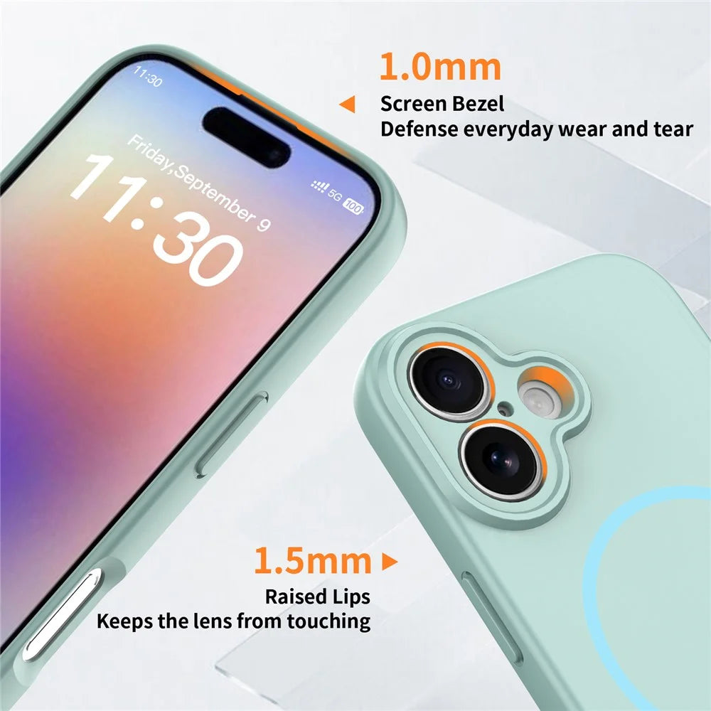 For iPhone 17 Magnetic Case PC + TPU Phone Cover with Tempered Glass Screen Film - Blue - 5
