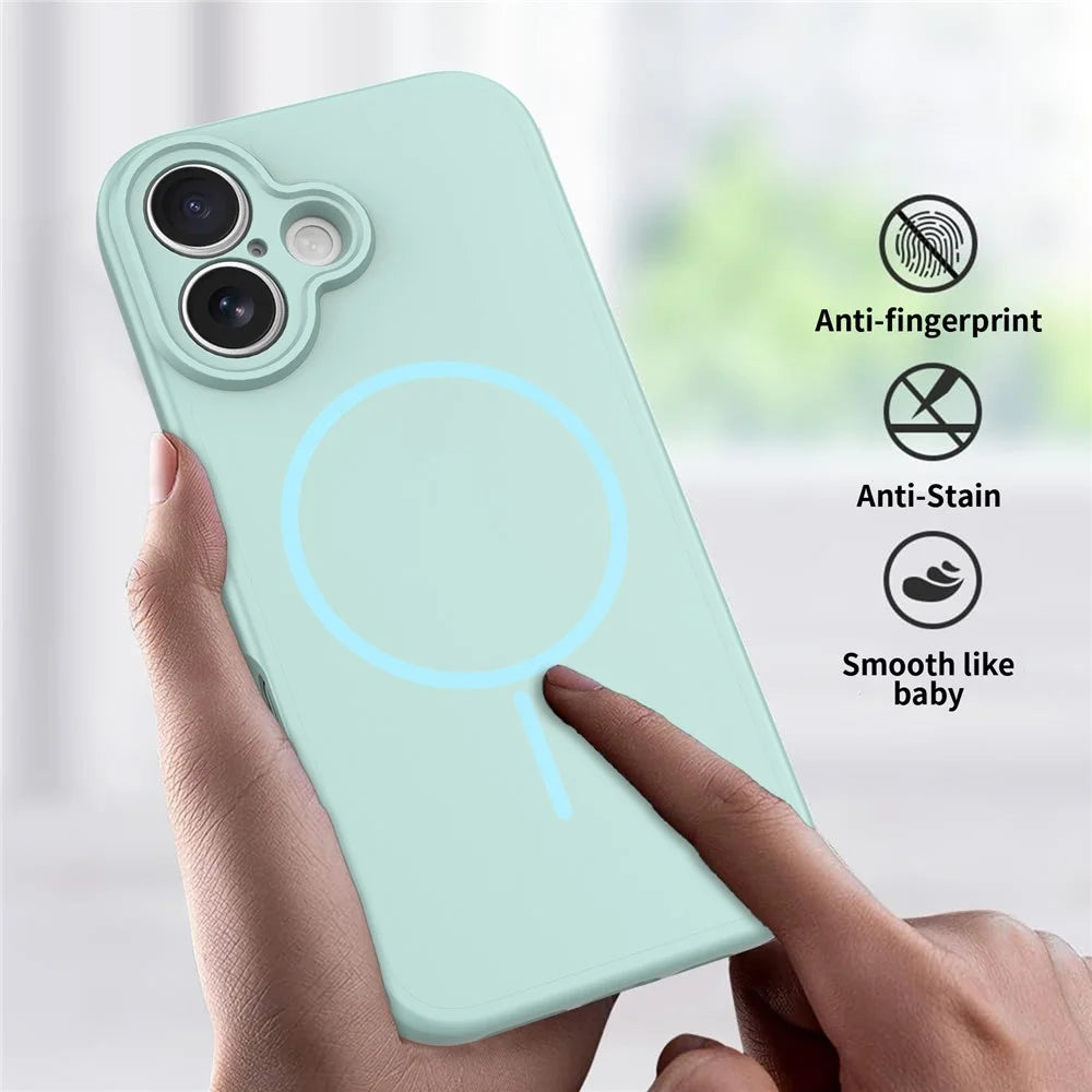 For iPhone 17 Magnetic Case PC + TPU Phone Cover with Tempered Glass Screen Film - Blue - 7