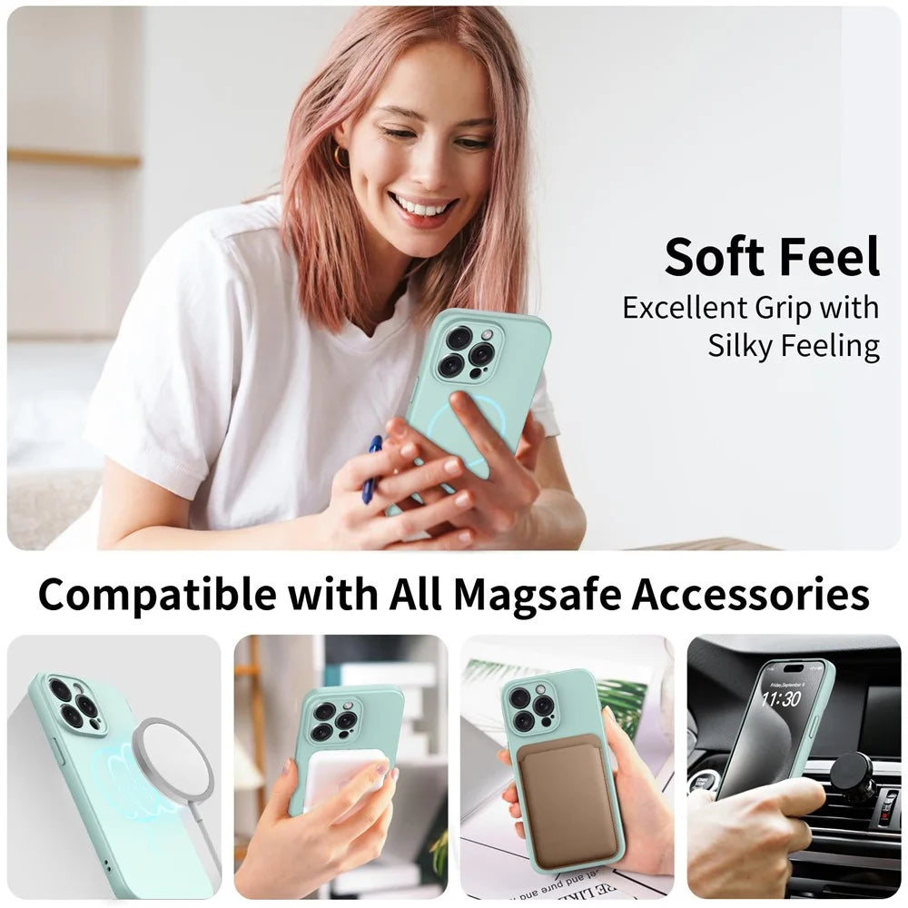 For iPhone 15 Pro Max Magnetic Case PC + TPU Phone Cover with Tempered Glass Screen Film - Blue - 2