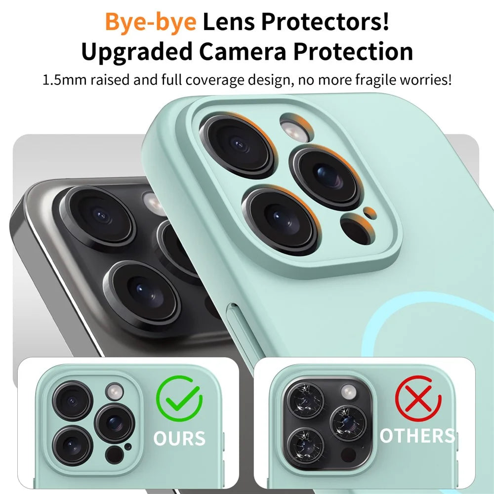 For iPhone 15 Pro Max Magnetic Case PC + TPU Phone Cover with Tempered Glass Screen Film - Blue - 3