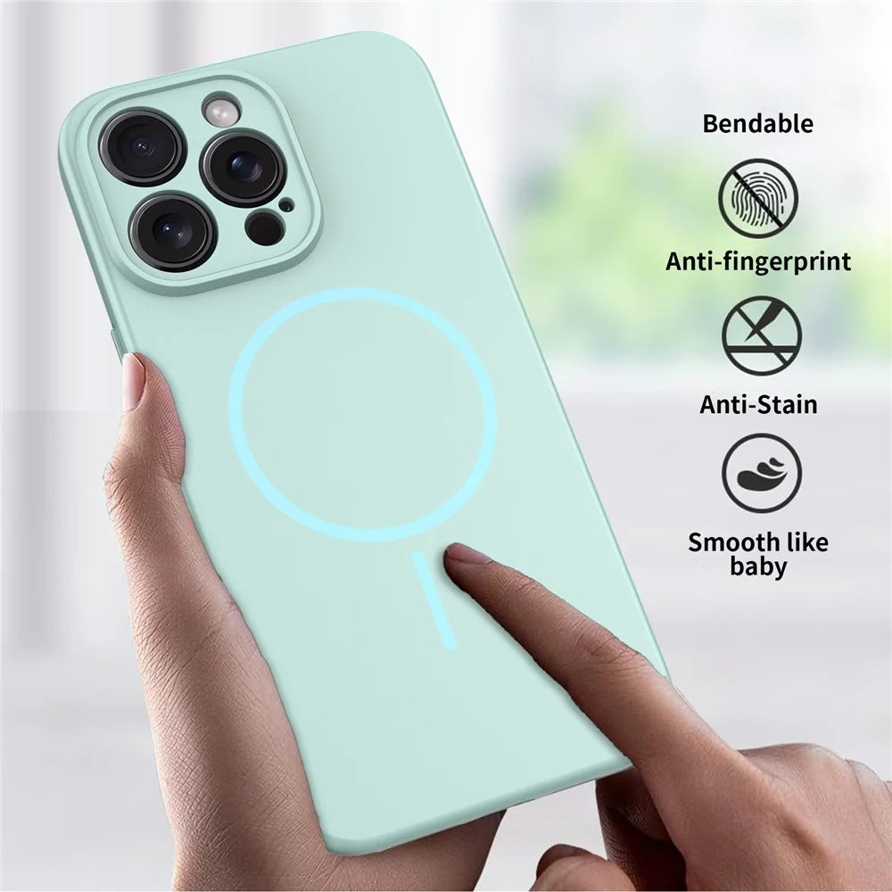 For iPhone 15 Pro Max Magnetic Case PC + TPU Phone Cover with Tempered Glass Screen Film - Blue - 6