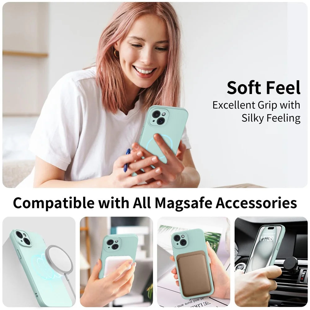 For iPhone 15 Plus Magnetic Case PC + TPU Phone Cover with Tempered Glass Screen Film - Blue - 2