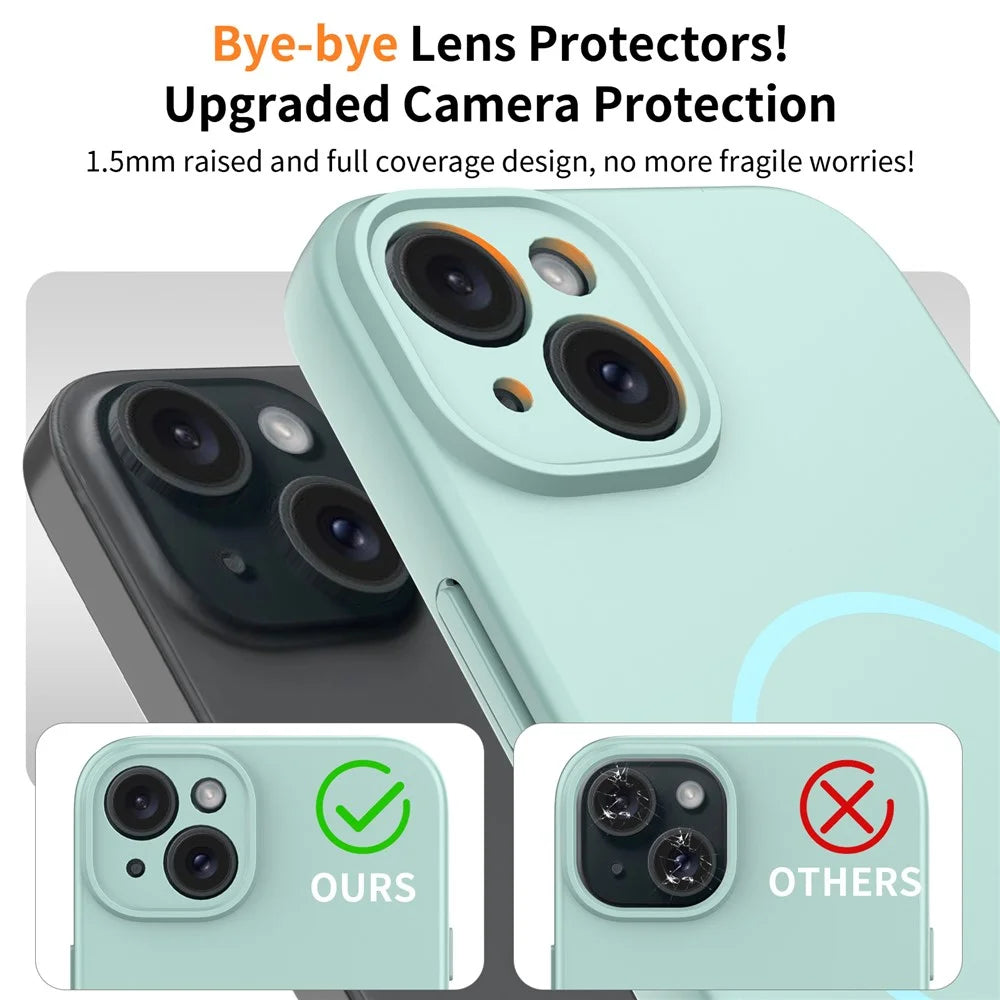 For iPhone 15 Plus Magnetic Case PC + TPU Phone Cover with Tempered Glass Screen Film - Blue - 3