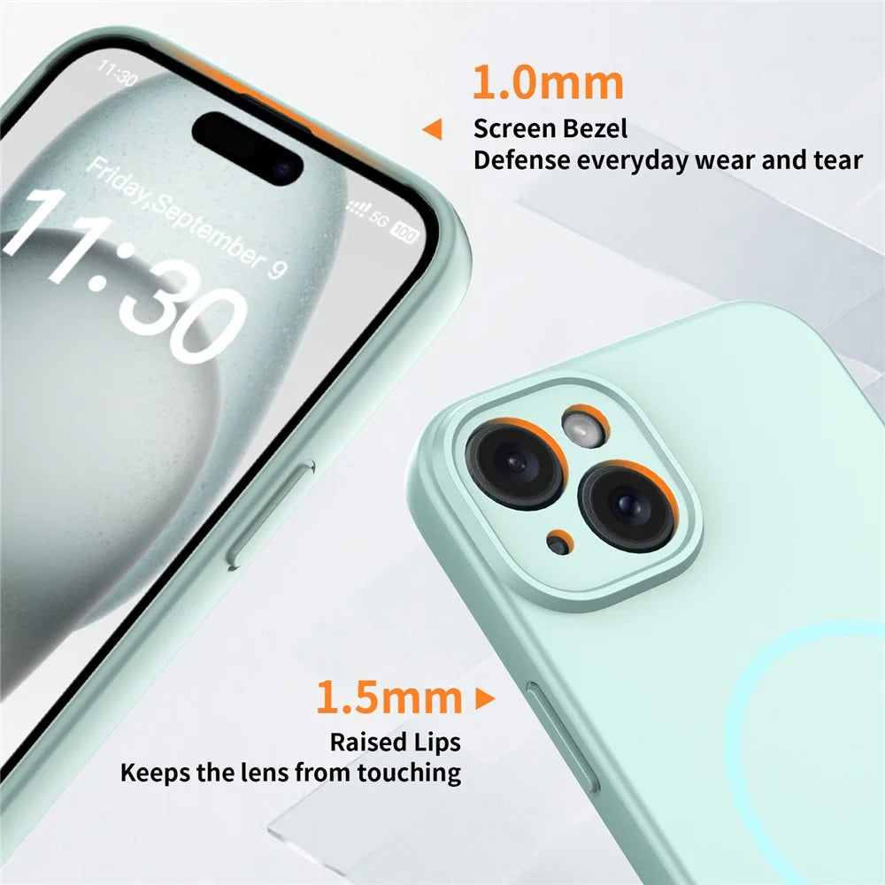 For iPhone 15 Plus Magnetic Case PC + TPU Phone Cover with Tempered Glass Screen Film - Blue - 4