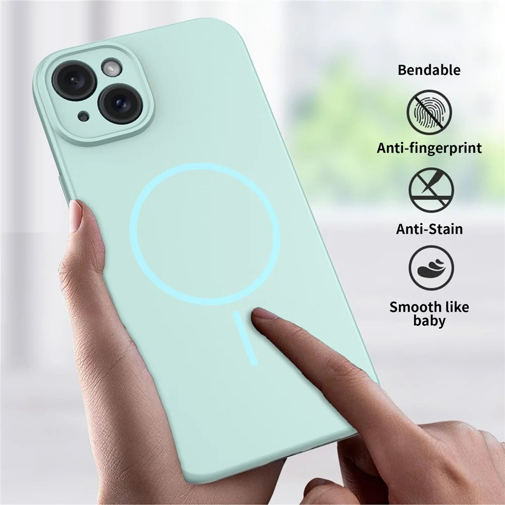 For iPhone 15 Plus Magnetic Case PC + TPU Phone Cover with Tempered Glass Screen Film - Blue - 6