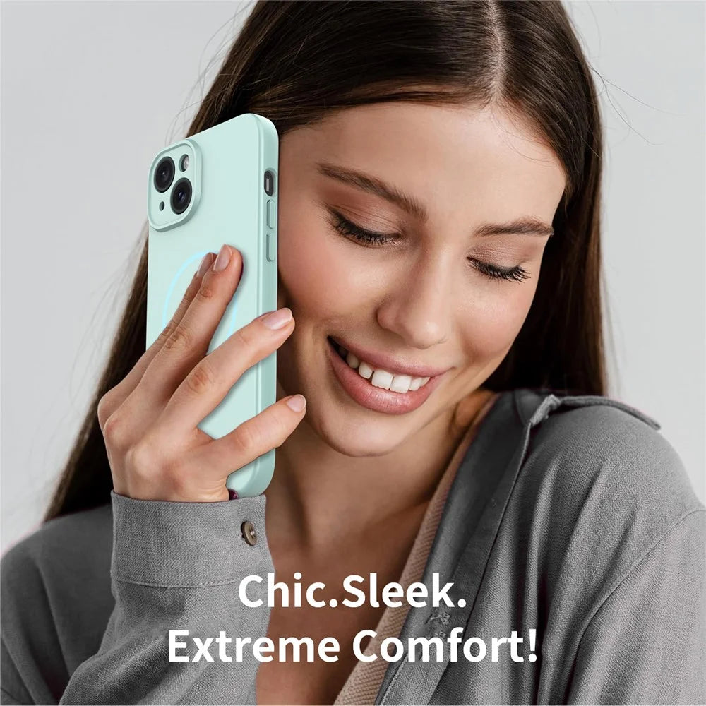 For iPhone 15 Plus Magnetic Case PC + TPU Phone Cover with Tempered Glass Screen Film - Blue - 7