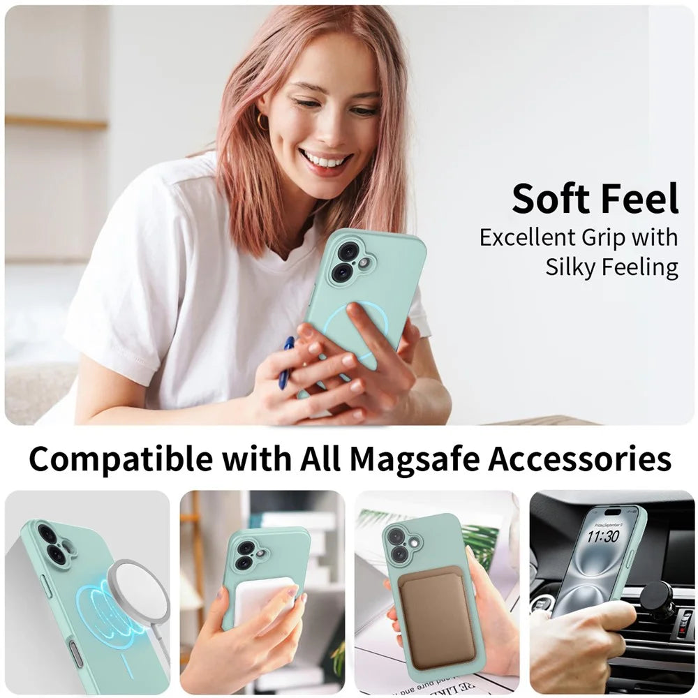 For iPhone 16 Plus Magnetic Case PC + TPU Phone Cover with Tempered Glass Screen Film - Blue - 2