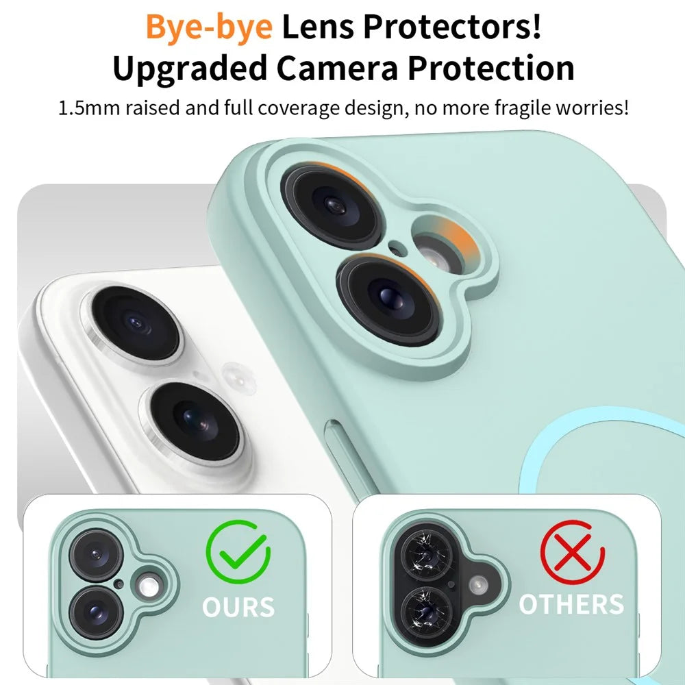 For iPhone 16 Plus Magnetic Case PC + TPU Phone Cover with Tempered Glass Screen Film - Blue - 3