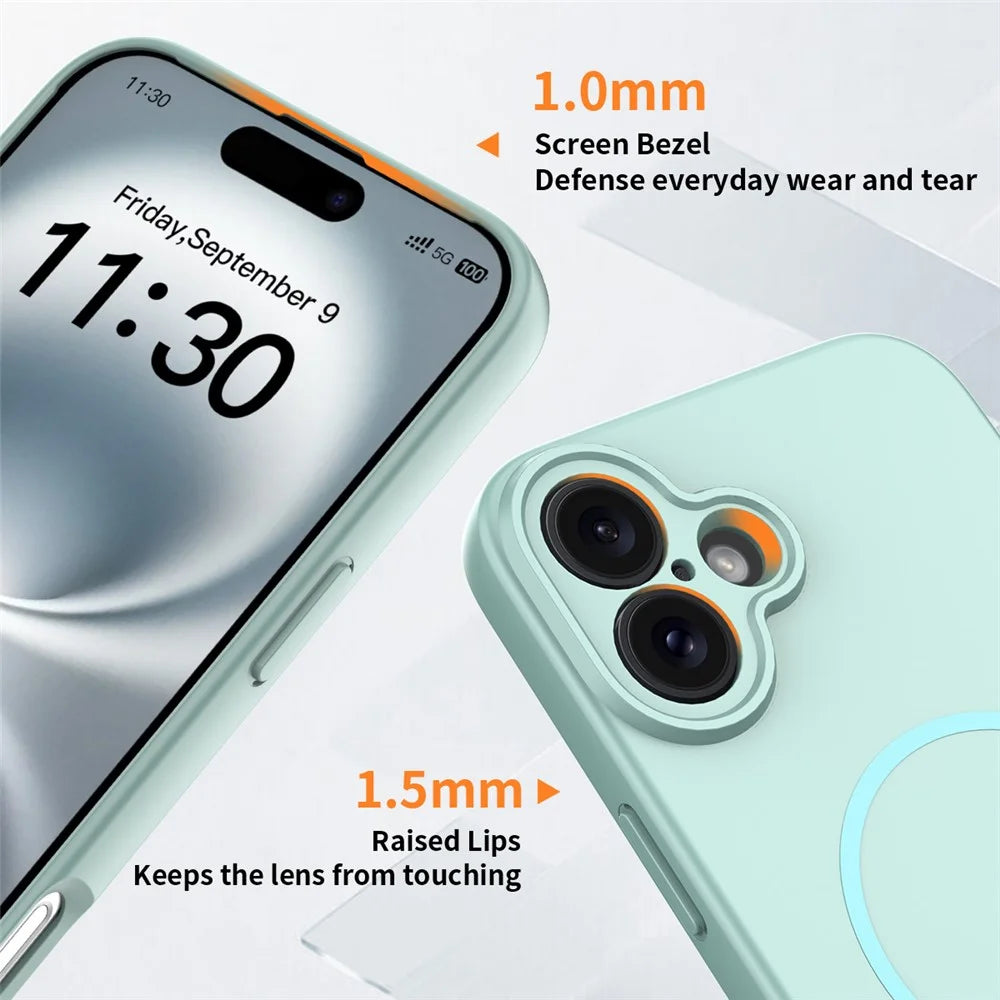 For iPhone 16 Plus Magnetic Case PC + TPU Phone Cover with Tempered Glass Screen Film - Blue - 4
