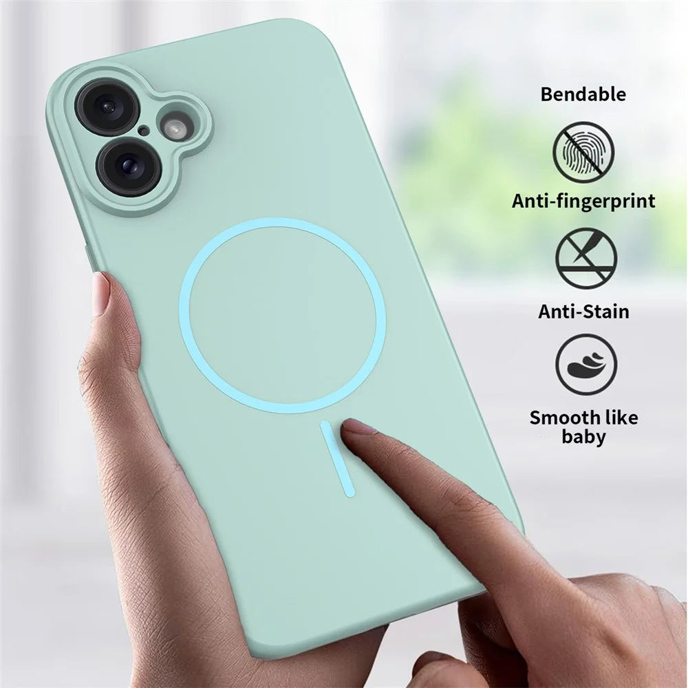 For iPhone 16 Plus Magnetic Case PC + TPU Phone Cover with Tempered Glass Screen Film - Blue - 6