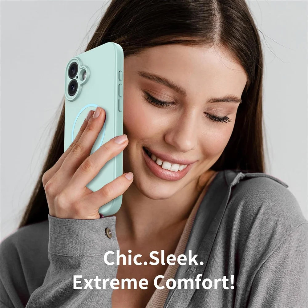 For iPhone 16 Plus Magnetic Case PC + TPU Phone Cover with Tempered Glass Screen Film - Blue - 7