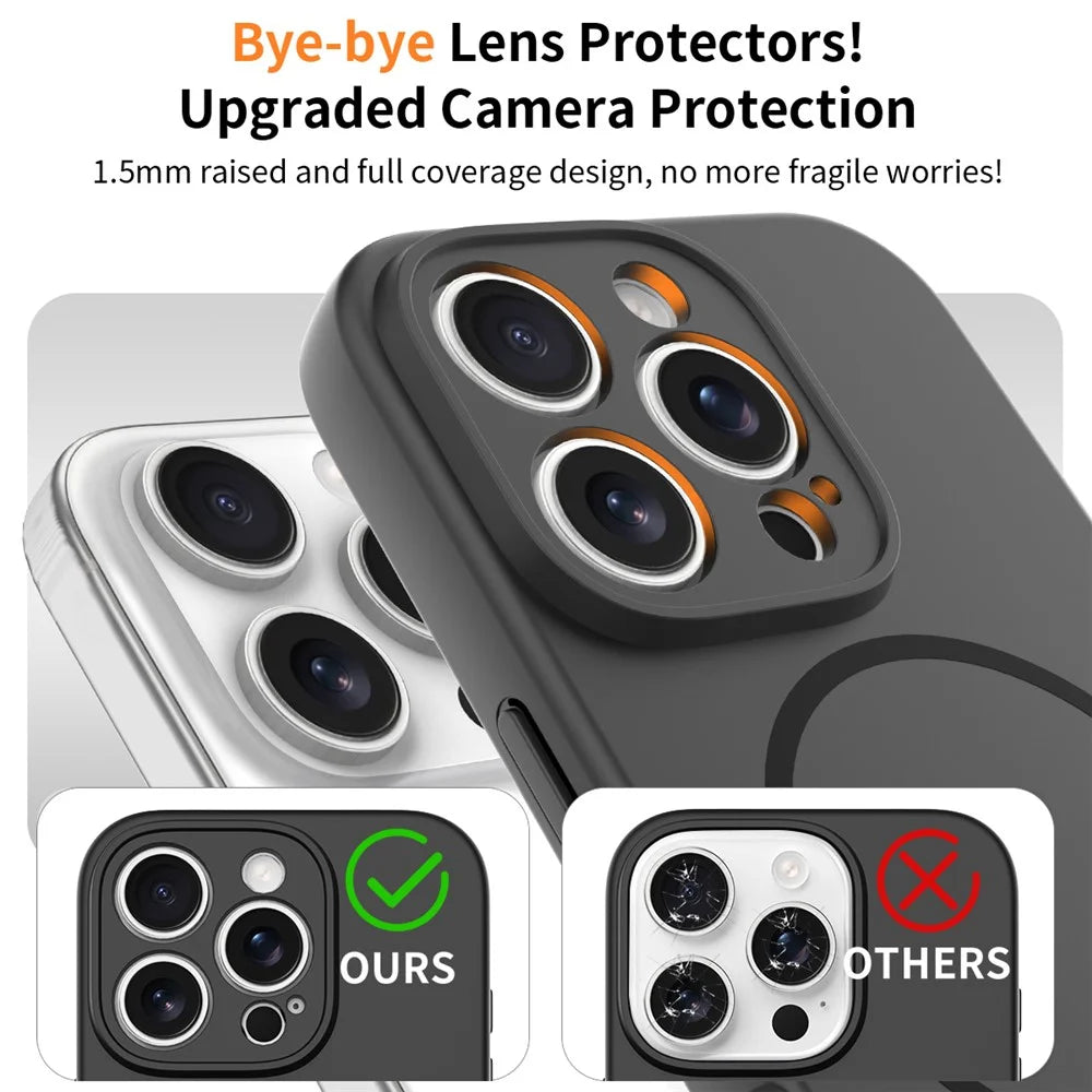 For iPhone 16 Pro Magnetic Case PC + TPU Phone Cover with Tempered Glass Screen Film - Black - 3