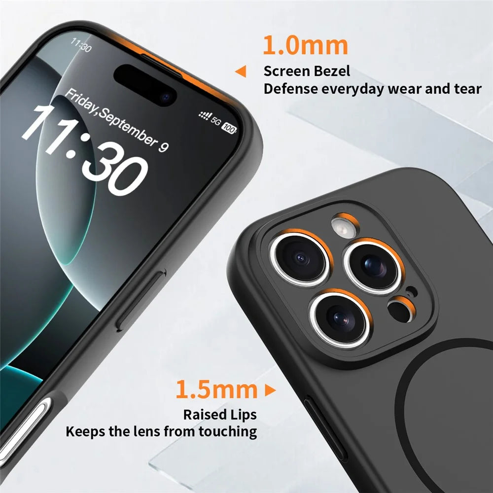 For iPhone 16 Pro Magnetic Case PC + TPU Phone Cover with Tempered Glass Screen Film - Black - 4