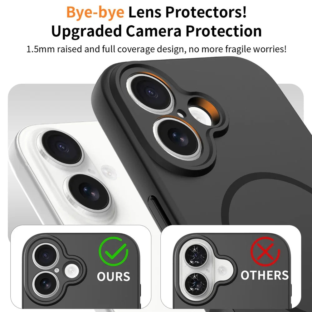For iPhone 16 Magnetic Case PC + TPU Phone Cover with Tempered Glass Screen Film - Black - 3