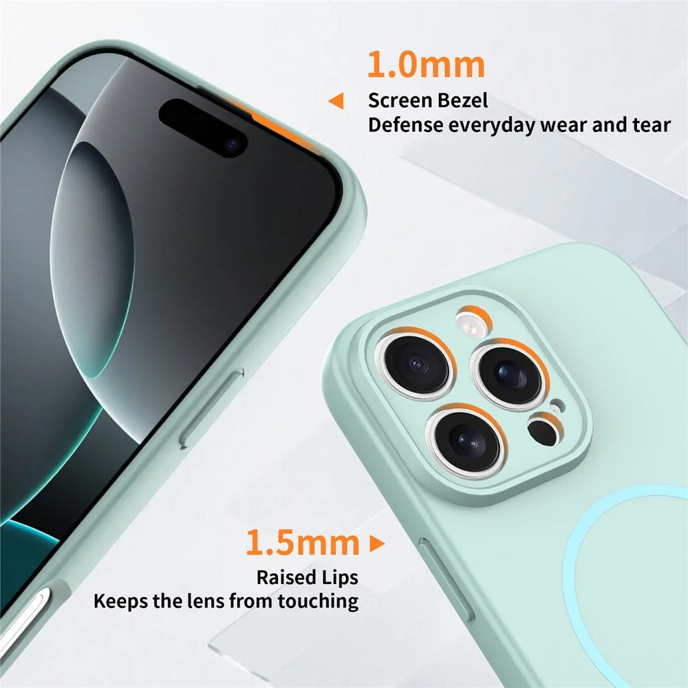 For iPhone 16 Pro Max Magnetic Case PC + TPU Phone Cover with Tempered Glass Screen Film - Blue - 3